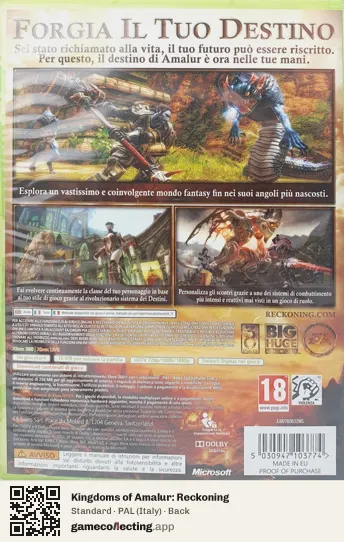 Kingdoms of Amalur: Reckoning Xbox 360, Italy box back
