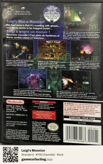 Luigi's Mansion Nintendo GameCube, Canada box back