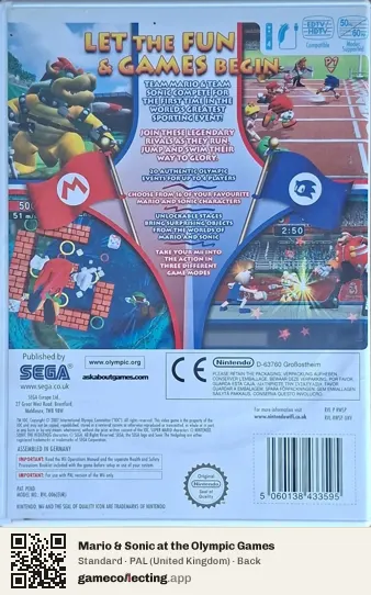 Mario & Sonic at the Olympic Games Nintendo Wii, United Kingdom box back