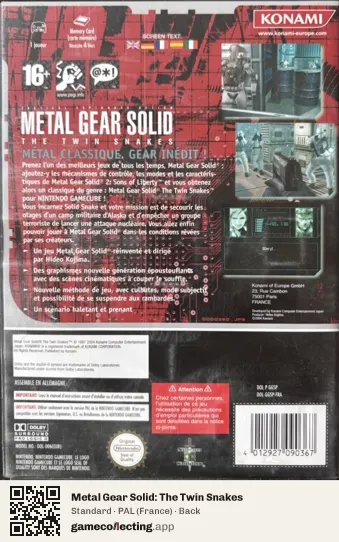 Metal Gear Solid: The Twin Snakes Nintendo GameCube, France box back