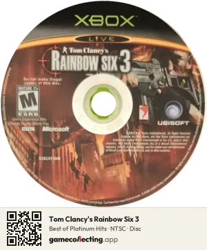 Tom Clancy's Rainbow Six 3 Xbox, NTSC disc