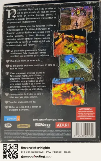 Neverwinter Nights Computer, France box back