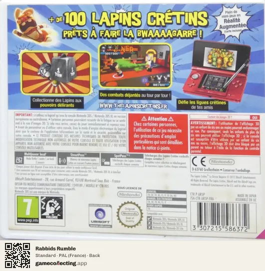 Rabbids Rumble Nintendo 3DS, France box back