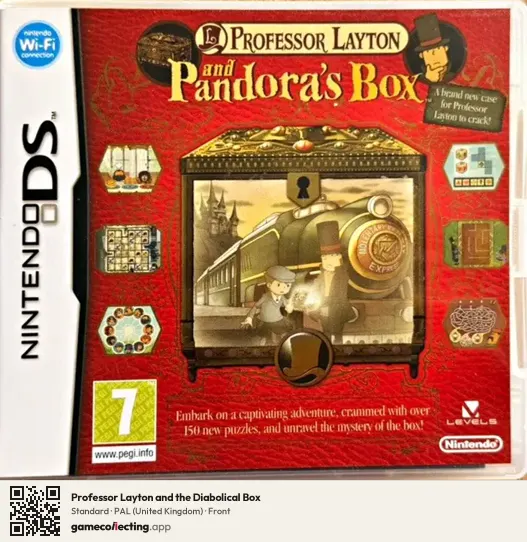 Professor Layton and the Diabolical Box Nintendo DS, United Kingdom box front