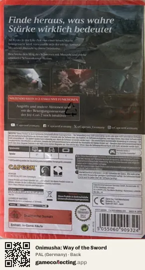 Onimusha: Way of the Sword Nintendo Switch 2, Germany box back