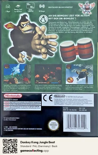 Donkey Kong Jungle Beat Nintendo GameCube, Germany box back