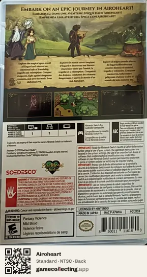 Airoheart Nintendo Switch, NTSC box back