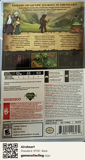 Airoheart Nintendo Switch, NTSC box back