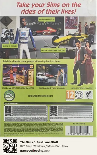 The Sims 3: Fast Lane Stuff Computer, PAL box back