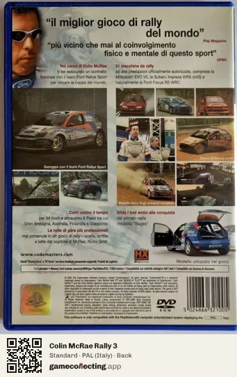 Colin McRae Rally 3 PlayStation 2, Italy box back