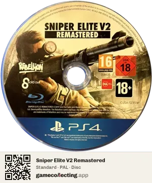 Sniper Elite V2 Remastered PlayStation 4, PAL disc