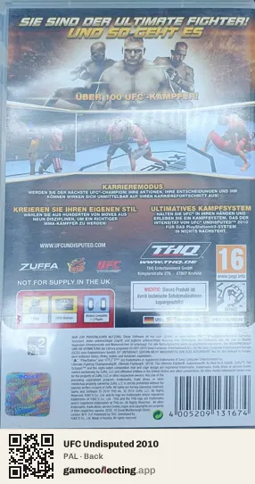 UFC Undisputed 2010 PlayStation Portable, PAL box back