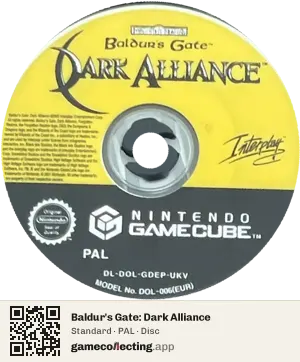 Baldur's Gate: Dark Alliance Nintendo GameCube, PAL disc