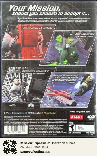 Mission: Impossible: Operation Surma PlayStation 2, NTSC box back