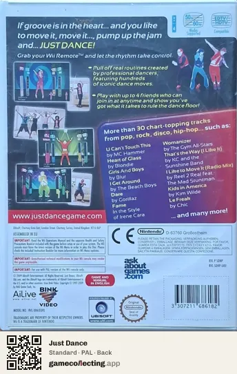 Just Dance Nintendo Wii, PAL box back