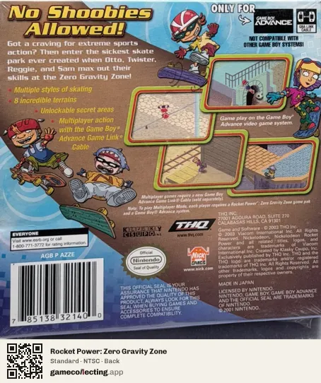 Rocket Power: Zero Gravity Zone Game Boy Advance, NTSC box back