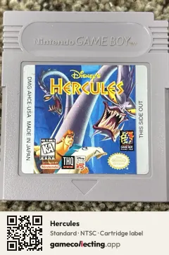 Hercules Game Boy, NTSC cartridge label