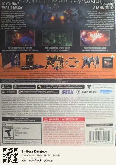 Endless Dungeon PlayStation 5, NTSC box back