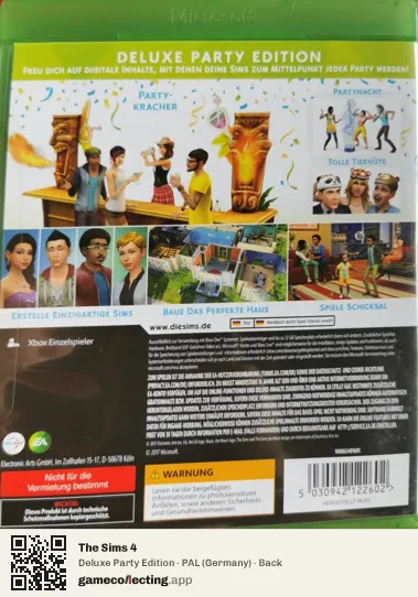 The Sims 4 Xbox One, Germany box back