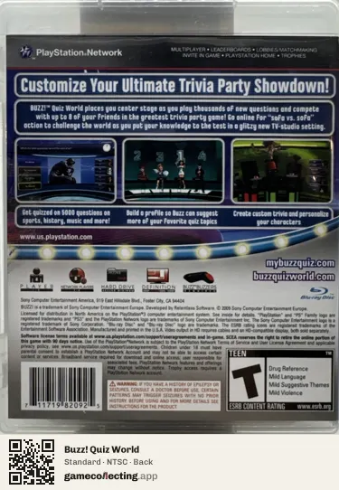 Buzz! Quiz World PlayStation 3, NTSC box back