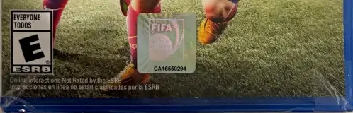 FIFA 15, the ESRB box on its front