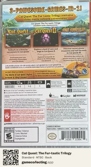 Cat Quest: The Fur-tastic Trilogy Nintendo Switch, NTSC box back