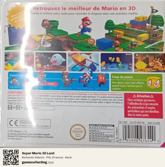Super Mario 3D Land Nintendo 3DS, France box back