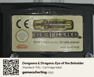 Dungeons & Dragons: Eye of the Beholder Game Boy Advance, PAL cartridge label