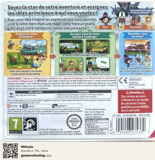 Miitopia Nintendo 3DS, PAL box back