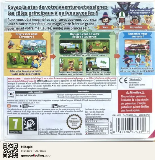 Miitopia Nintendo 3DS, PAL box back