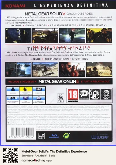Metal Gear Solid V: The Definitive Experience PlayStation 4, Italy box back