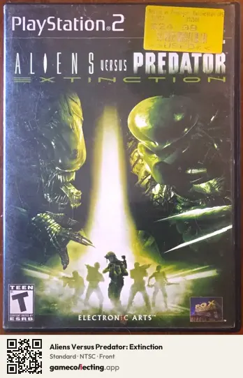 Aliens Versus Predator: Extinction PlayStation 2, NTSC box front