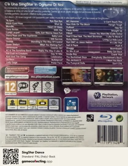 SingStar Dance PlayStation 3, Italy box back