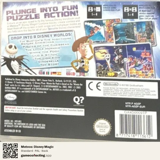 Meteos: Disney Magic Nintendo DS, PAL box back