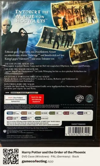 Harry Potter and the Order of the Phoenix Computer, Germany box back