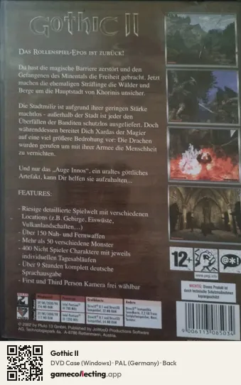 Gothic II Computer, Germany box back