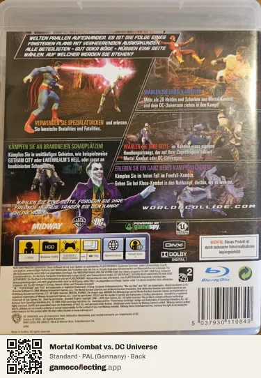 Mortal Kombat vs. DC Universe PlayStation 3, Germany box back