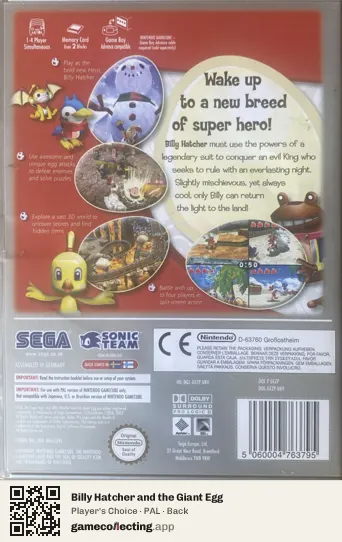 Billy Hatcher and the Giant Egg Nintendo GameCube, PAL box back