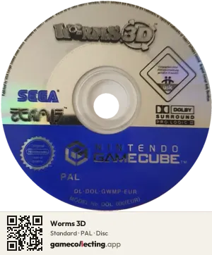Worms 3D Nintendo GameCube, PAL disc