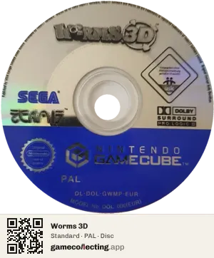 Worms 3D Nintendo GameCube, PAL disc