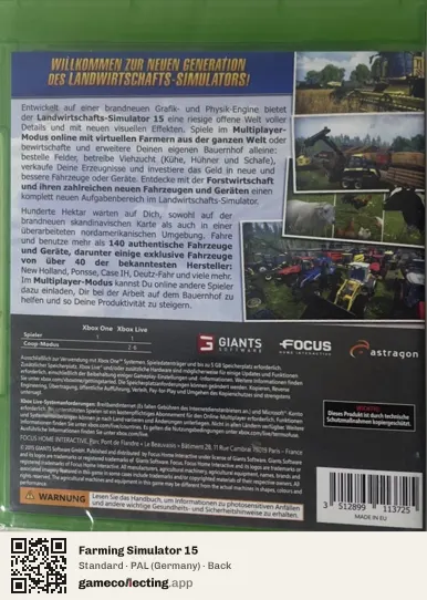 Farming Simulator 15 Xbox One, Germany box back