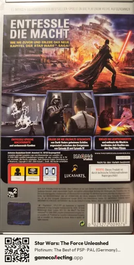 Star Wars: The Force Unleashed PlayStation Portable, Germany box back