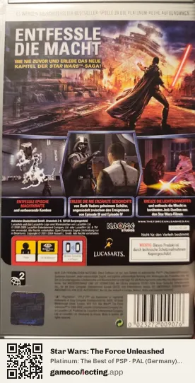 Star Wars: The Force Unleashed PlayStation Portable, Germany box back