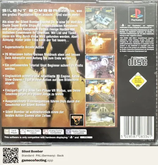 Silent Bomber PlayStation, Germany box back