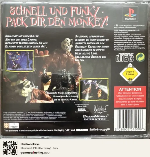 Skullmonkeys PlayStation, Germany box back