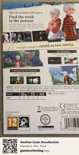 Another Code: Recollection Nintendo Switch, PAL box back