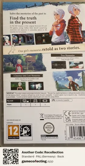 Another Code: Recollection Nintendo Switch, Germany box back