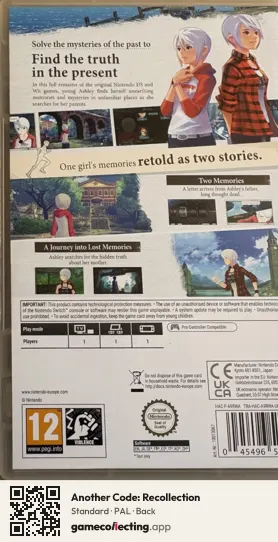 Another Code: Recollection Nintendo Switch, PAL box back