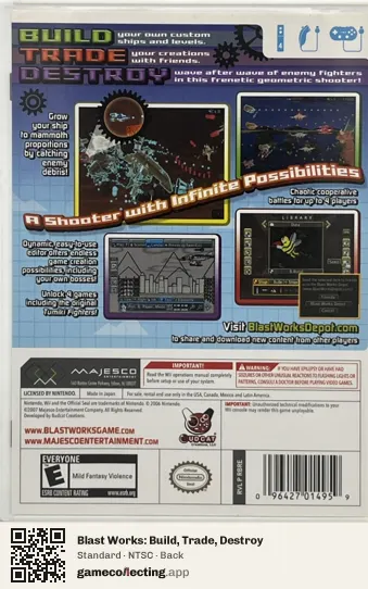 Blast Works: Build, Trade, Destroy Nintendo Wii, NTSC box back