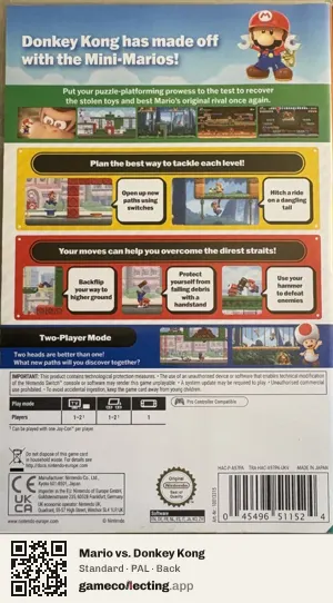 Mario vs. Donkey Kong Nintendo Switch, PAL box back